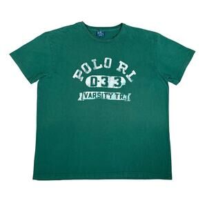 Vintage Polo Ralph Lauren Varsity Track D-3 Faded T Shirt Green Size Large